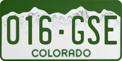 CO license plate 016GSE