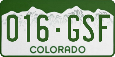 CO license plate 016GSF
