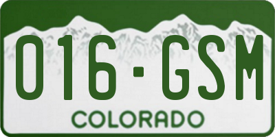 CO license plate 016GSM