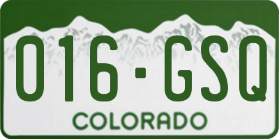 CO license plate 016GSQ