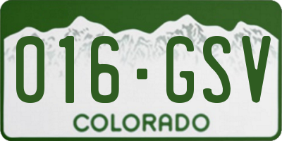 CO license plate 016GSV