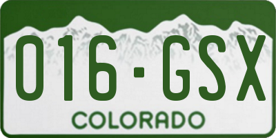 CO license plate 016GSX