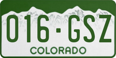 CO license plate 016GSZ
