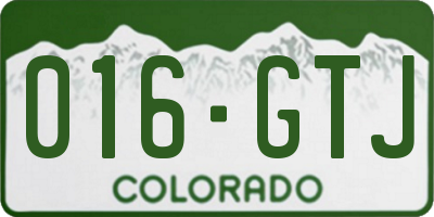 CO license plate 016GTJ