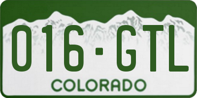 CO license plate 016GTL
