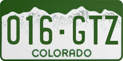 CO license plate 016GTZ