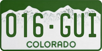 CO license plate 016GUI