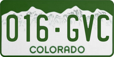 CO license plate 016GVC