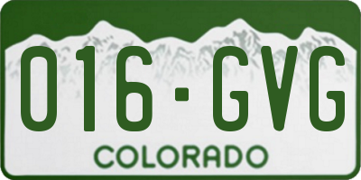 CO license plate 016GVG