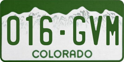 CO license plate 016GVM