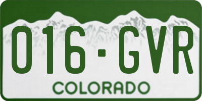 CO license plate 016GVR