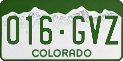 CO license plate 016GVZ
