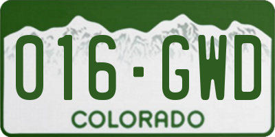 CO license plate 016GWD