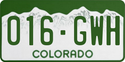 CO license plate 016GWH