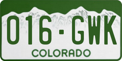 CO license plate 016GWK