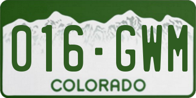 CO license plate 016GWM