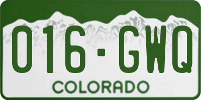 CO license plate 016GWQ