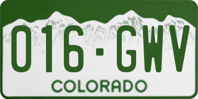 CO license plate 016GWV