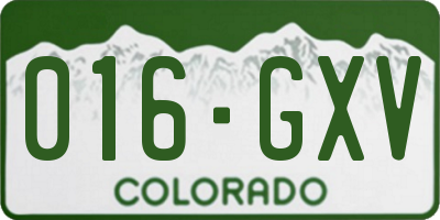 CO license plate 016GXV