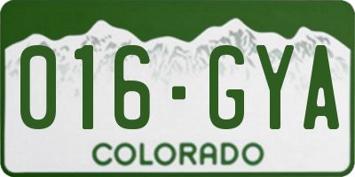 CO license plate 016GYA
