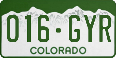 CO license plate 016GYR