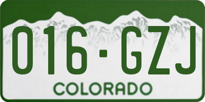 CO license plate 016GZJ