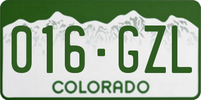 CO license plate 016GZL