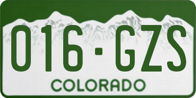 CO license plate 016GZS
