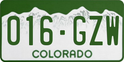 CO license plate 016GZW