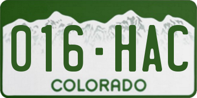 CO license plate 016HAC