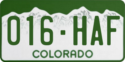 CO license plate 016HAF