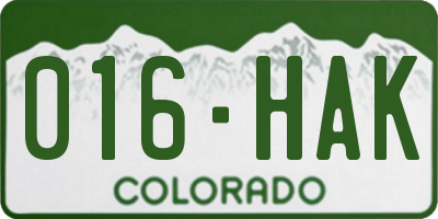 CO license plate 016HAK
