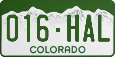 CO license plate 016HAL