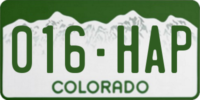 CO license plate 016HAP