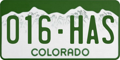 CO license plate 016HAS
