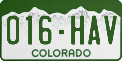 CO license plate 016HAV