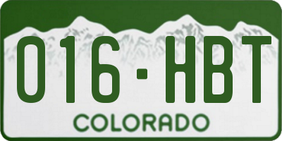 CO license plate 016HBT