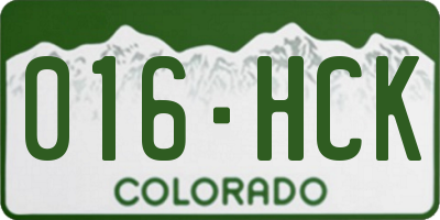 CO license plate 016HCK