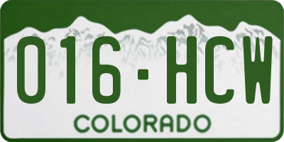 CO license plate 016HCW