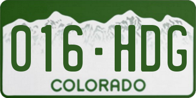 CO license plate 016HDG