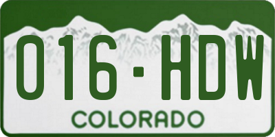 CO license plate 016HDW