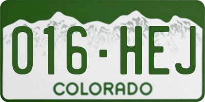 CO license plate 016HEJ