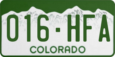 CO license plate 016HFA