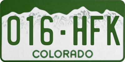 CO license plate 016HFK