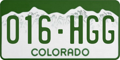 CO license plate 016HGG