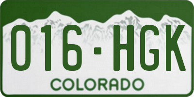 CO license plate 016HGK