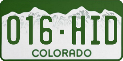 CO license plate 016HID