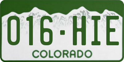 CO license plate 016HIE