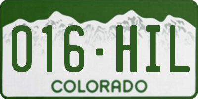 CO license plate 016HIL