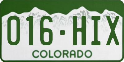 CO license plate 016HIX